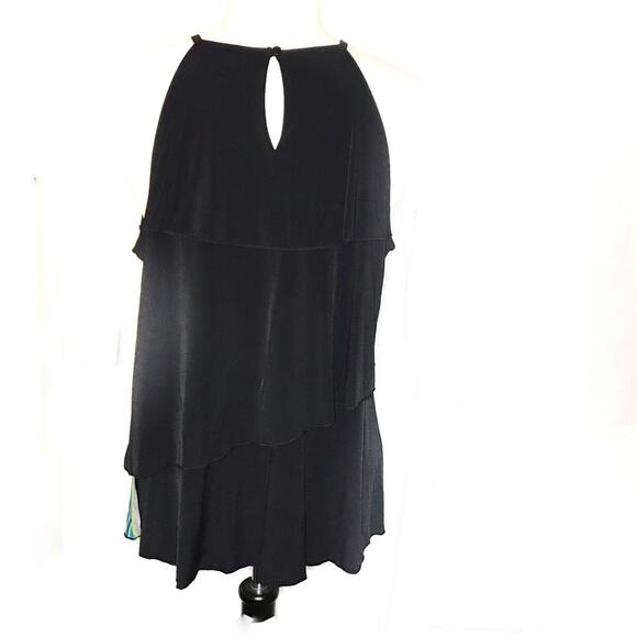 W). New York & Co Tiered Ruffed Tank Top Green Blue - Picture 5 of 5